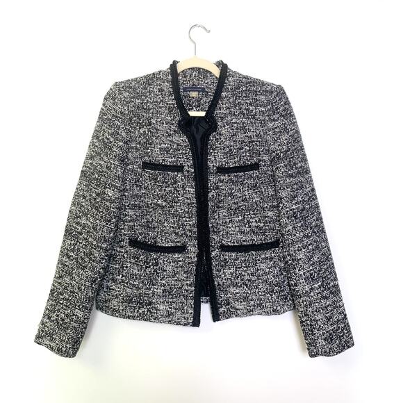 Tommy Hilfiger Black White Tweed Jacket Blazer Size 6 Classic Feminine Workwear - Picture 1 of 13